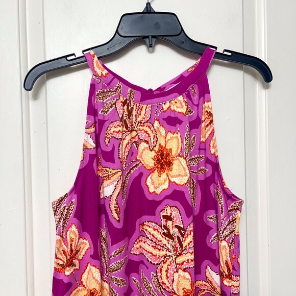 Loft Mosaic Mini Halter Swing Dress in Floral Print  Size M - Picture 5 of 11